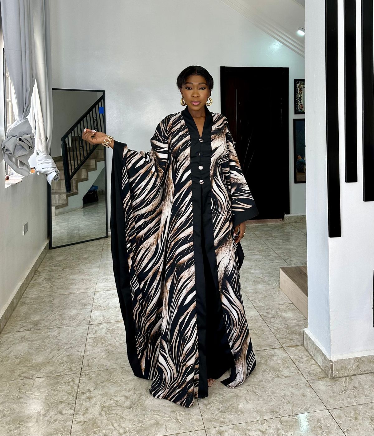 Kira Bubu Dress Set - Black n Brown