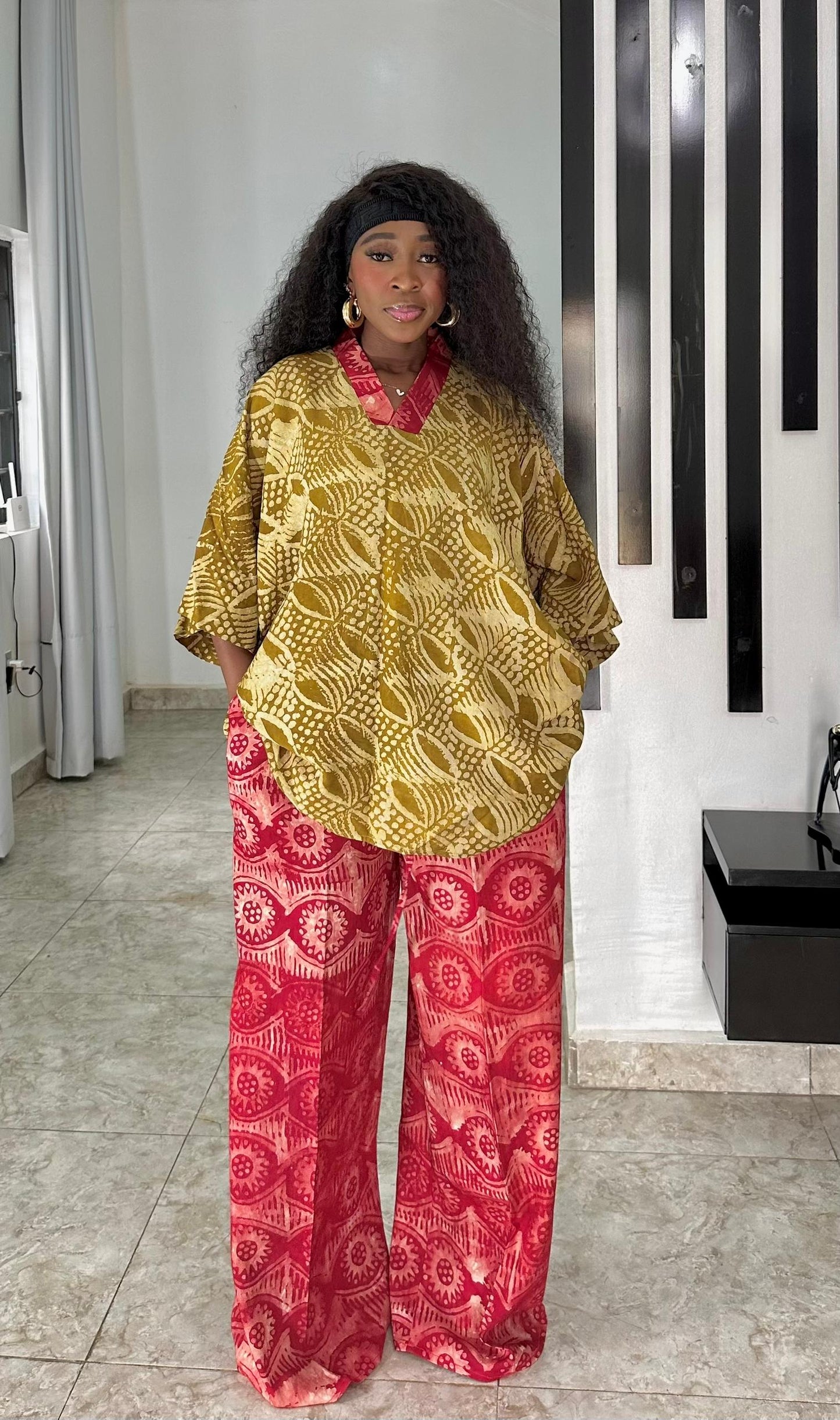 Adire Color combo (Olive green & Wine)