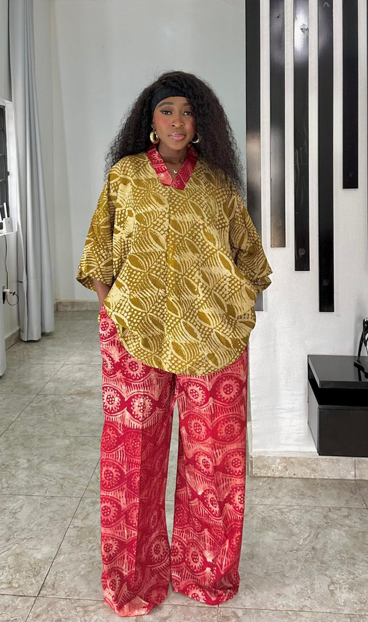 Adire Color combo (Olive green & Wine)